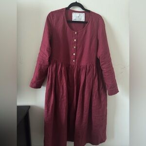 Not perfect linen mama dress color deep burgundy